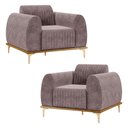 Ver imagem 1 de Kit 2 Poltronas Decorativas Sala de Estar Base de Madeira Euro Veludo Rosê - Gran Belo