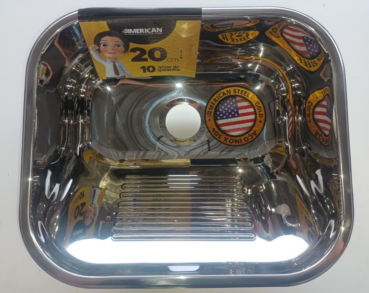 Tanque Inox 40x34 Pequeno - Sobrepor e Embutir - As 304 - 3