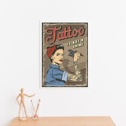 Quadro Tatuagem Não É Crime 24x18cm:moldura Branca - 2