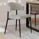 Ver imagem 2 de Kit 08 Cadeiras Estofada para Sala de Jantar Serena Preto C01 Linho Lautrec Off White - Lyam Decor