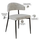 Ver imagem 4 de Kit 08 Cadeiras Estofada para Sala de Jantar Serena Preto C01 Linho Lautrec Off White - Lyam Decor