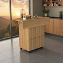 Ver imagem 3 de Mesa Dobrável Annie 4 Banquetas Mdf Retrátil Rodízios Multiuso Compacta Funcional:amendoa