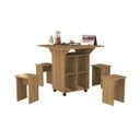 Ver imagem 6 de Mesa Dobrável Annie 4 Banquetas Mdf Retrátil Rodízios Multiuso Compacta Funcional:amendoa