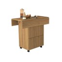 Ver imagem 1 de Mesa Dobrável Annie 4 Banquetas Mdf Retrátil Rodízios Multiuso Compacta Funcional:amendoa