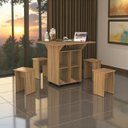 Ver imagem 7 de Mesa Dobrável Annie 4 Banquetas Mdf Retrátil Rodízios Multiuso Compacta Funcional:amendoa