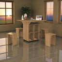 Ver imagem 4 de Mesa Dobrável Annie 4 Banquetas Mdf Retrátil Rodízios Multiuso Compacta Funcional:amendoa