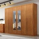 Ver imagem 4 de Guarda Roupa Casal Livorno Plus 6 Portas 4 Gavetas com Espelho Cinamomo - Novo Horizonte