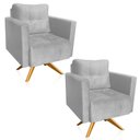 Ver imagem 1 de Kit 2 Poltronas Giratória Livia Suede Cinza Base de Madeira Ma30 - D'Rossi
