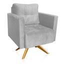 Ver imagem 2 de Kit 2 Poltronas Giratória Livia Suede Cinza Base de Madeira Ma30 - D'Rossi
