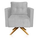 Ver imagem 4 de Kit 2 Poltronas Giratória Livia Suede Cinza Base de Madeira Ma30 - D'Rossi
