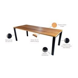 Mesa Jantar Madeira Pés de Ferro Estilo Industrial 3,00 mts - 2 Mesa Jantar Madeira Pés de Ferro Estilo Industrial 3,00 mts - 2