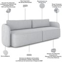 Ver imagem 4 de Sofá 3 Lugares Sala Living Orgânico 220cm Oregon K01 Veludo Cinza - Lyam Decor