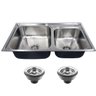 Cuba Pia Dupla de Aço Inox 304 para Cozinha Gourmet Luxo C520 com Válvula - 1