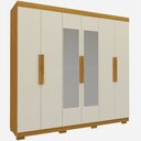 Ver imagem 2 de Guarda Roupa Espelho 6 Portas Império Naturale Off White - Gelius