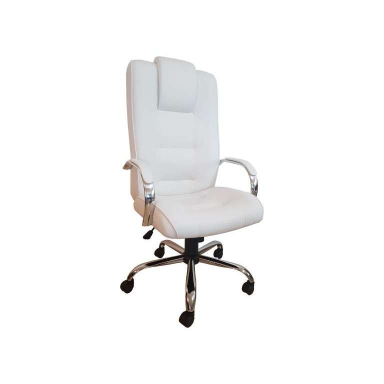 Cadeira de Escritório Presidente Classic Branca Base Cromada Giratória Comprealegre 100% Nacional