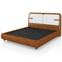 Ver imagem 1 de Cama Casal 140cm Cairo e Cabeceira Nalu Sintético Caramelo/Creme Z37 - Mpozenato