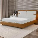 Ver imagem 2 de Cama Casal 140cm Cairo e Cabeceira Nalu Sintético Caramelo/Creme Z37 - Mpozenato