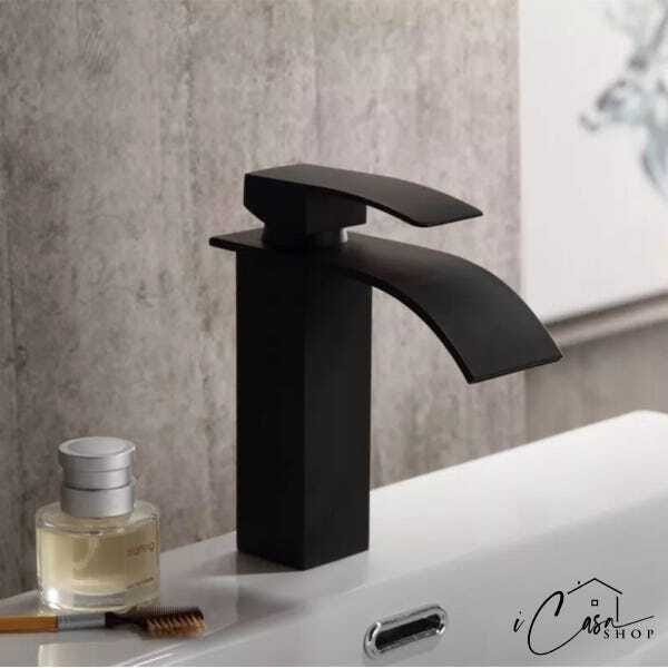 Torneira Banheiro Lavabo Cascata Preta Black Matte Misturador Monocomando - iCasa Shop - IC-3201B - 4