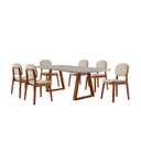 Ver imagem 1 de Conjunto Sala de Jantar Mesa Viena 160x90cm Tampo Retângular Vidro/mdf Off White com 6 Cadeiras Évor