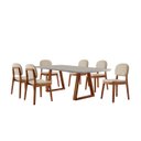 Ver imagem 1 de Conjunto Sala de Jantar Mesa Viena 160x90cm Tampo Retângular Vidro/MDF Off White com 6 Cadeiras Évor
