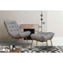 Ver imagem 1 de Poltrona Costela com Puff Adão Dourado Mad-Veludo Cinza Jotabe