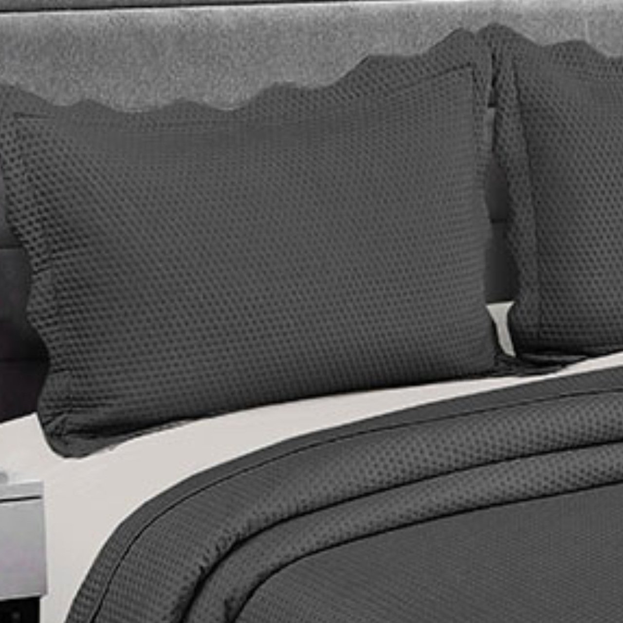 Cobre Leito Queen Roupa De Cama Colcha Kit 3 Peças - Chumbo - 2