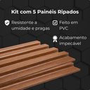 Ver imagem 4 de Kit 5 Painéis Ripados Pvc 3d Decorativo 2,70m Interno