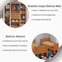 Ver imagem 5 de Kit Quarto Beliche Madrid 2 Camas + Guarda-Roupa Domus Max 4 Portas 3 Gavetas Nature Off White