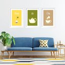 Ver imagem 2 de Kit 3 Quadros Grandes Hora do Chá 60x48cm:moldura Branca
