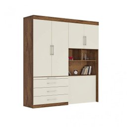 Guarda-roupa Solteiro 4 Portas com Cama Baú Lyon e Mesa Retrátil Móveis Europa - 2