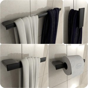 Kit de Acessórios para Banheiro Preto Fosco Master 4 Peças