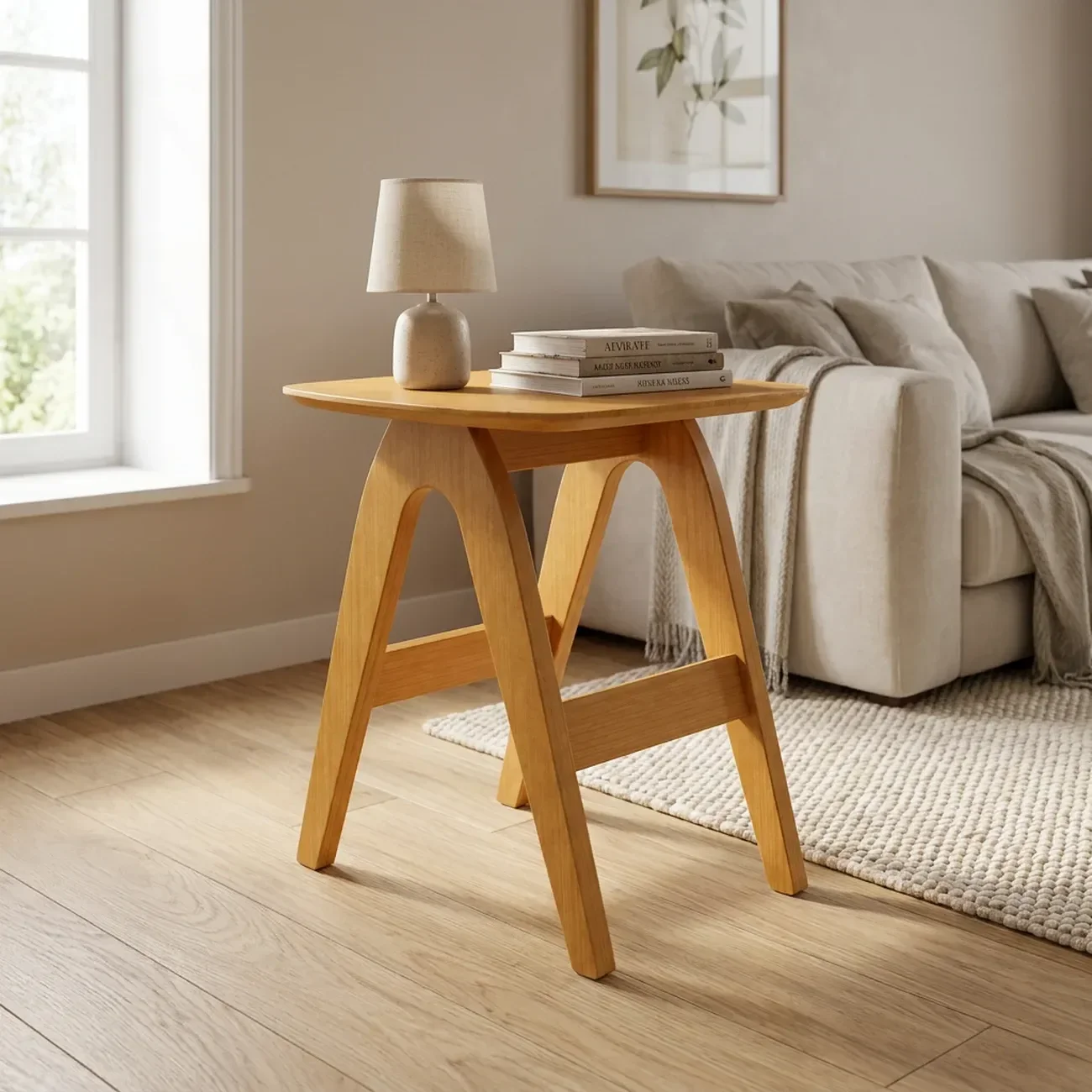 Mesa Lateral Orgânica para Sofá em Madeira Maciça 49 x 56cm de La Vie Mel