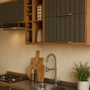 Ver imagem 4 de Armário de Cozinha Lumiar Modulado Área Gourmet em Mdf Alto Padrão Detalhes Ripado Pés Reguláveis:gr