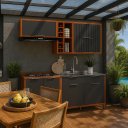 Ver imagem 2 de Armário de Cozinha Lumiar Modulado Área Gourmet em Mdf Alto Padrão Detalhes Ripado Pés Reguláveis:gr