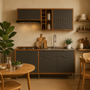 Ver imagem 1 de Armário de Cozinha Lumiar Modulado Área Gourmet em Mdf Alto Padrão Detalhes Ripado Pés Reguláveis:gr