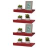 Kit 4 Prateleiras Porta Quadros 40 X 15cm Vermelha Suporte Invisível - 1