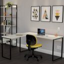 Ver imagem 1 de Mesa Escritório em L 150cm Martinucci Iron Irml1515Bbp Home Office Branca