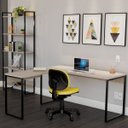 Ver imagem 1 de Mesa Escritório em L 150cm Martinucci Iron Irml1515cbcbp Home Office Carvalho Bruma