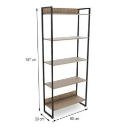 Estante Alta 5 Prateleiras Martinucci Iron Irea0818cbcbp Home Office Carvalho Bruma - 5