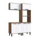 Ver imagem 2 de Cozinha Modulada Provençal 4 Peças Balcão, Tampo, Armário Basculante e Torre Quente Branco/Jequitibá