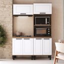 Ver imagem 1 de Cozinha Modulada Provençal 4 Peças Balcão, Tampo, Armário Basculante e Torre Quente Branco/Jequitibá