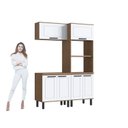 Ver imagem 7 de Cozinha Modulada Provençal 4 Peças Balcão, Tampo, Armário Basculante e Torre Quente Branco/Jequitibá