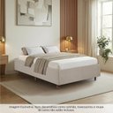 Ver imagem 3 de Cama Box Casal Estofada em Madeira Maciça Base Reforçada Santorini Espresso Móveis Bege/Linho