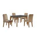 Ver imagem 2 de Conjunto Sala de Jantar Mesa Liz 120cm com Vidro Canto Copo e 4 Cadeiras Athenas Moderna