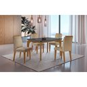 Ver imagem 1 de Conjunto Sala de Jantar Mesa Liz 120cm com Vidro Canto Copo e 4 Cadeiras Athenas Moderna