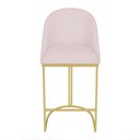 Ver imagem 4 de Kit 08 Banquetas Altas Bela Suede Base Metálica Industrial Dourado - Pallazio Cor:Rosa Bebê