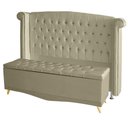 Ver imagem 1 de Kit Cabeceira de Cama Box e Calçadeira Baú Luxo King 195 Cm Suede Bege do Lar Móveis