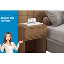 Ver imagem 4 de Painel Cama Box Madeirado Casal Bourbon C/ 2 Mesas 2 Gavetas e Leds Jatobá - Santos Andirá