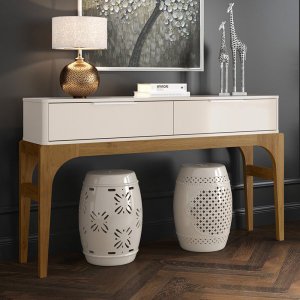 Aparador Sala de Jantar Amalfi Off White com Madero Canela - Lukaliam Móveis