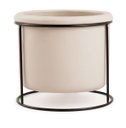 Ver imagem 1 de CACHEPOT EM CIMENTO COR BEGE COM SUPORTE EM METAL TAM. MÉDIO - MART